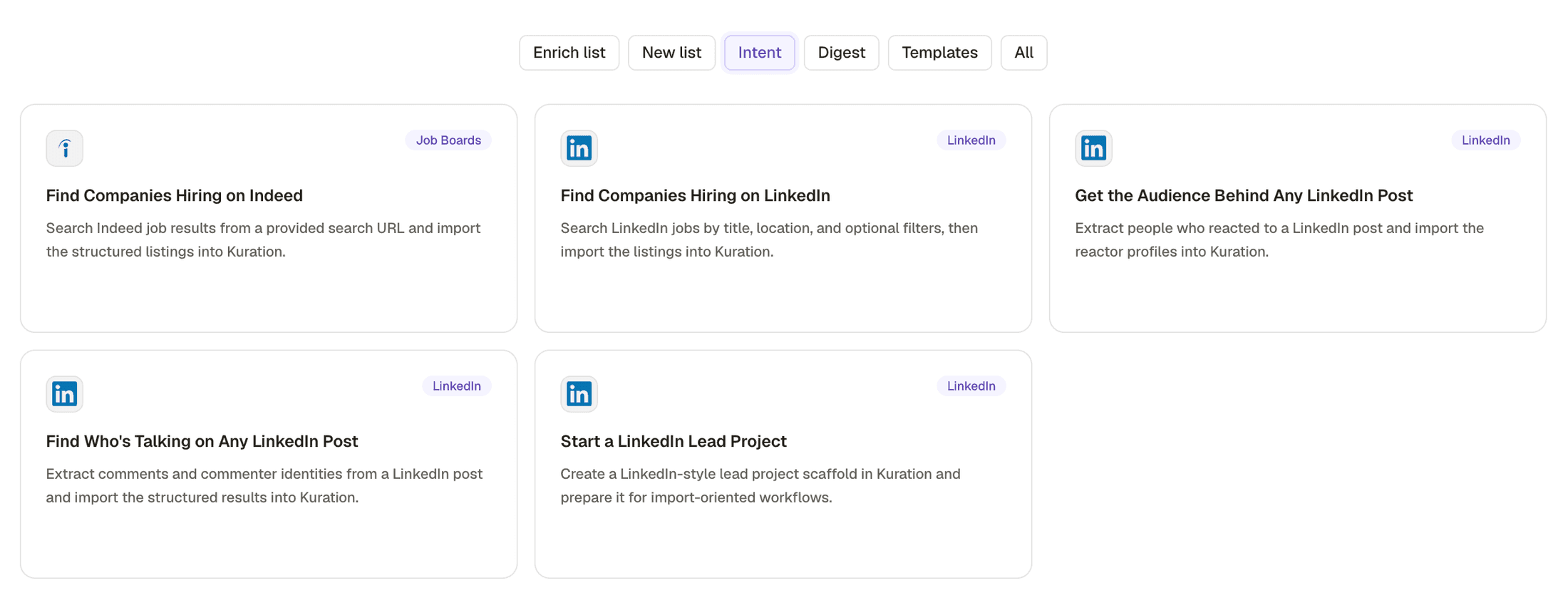 Building a people list from an intent signal in Kuration
