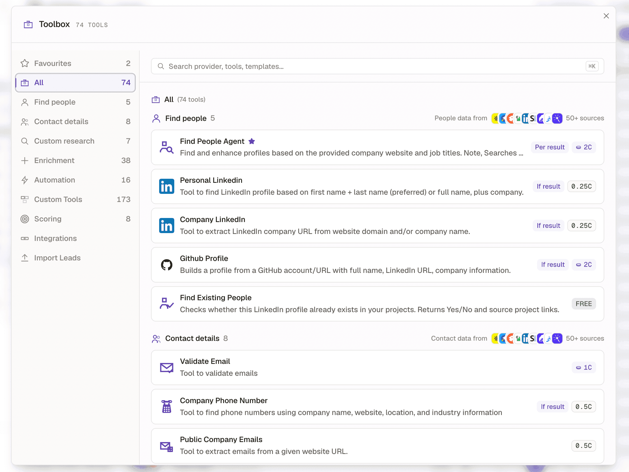 The Custom research category in the Kuration Toolbox, where the Scoring Agent sits