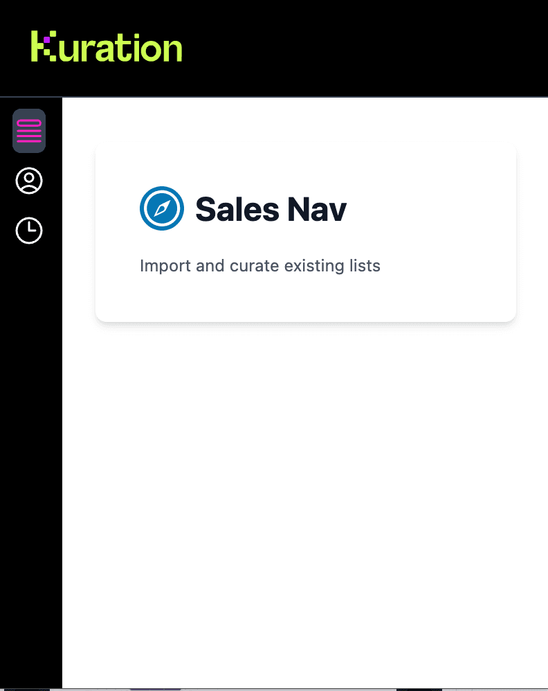 The Kuration Chrome extension capturing a LinkedIn Sales Navigator result set