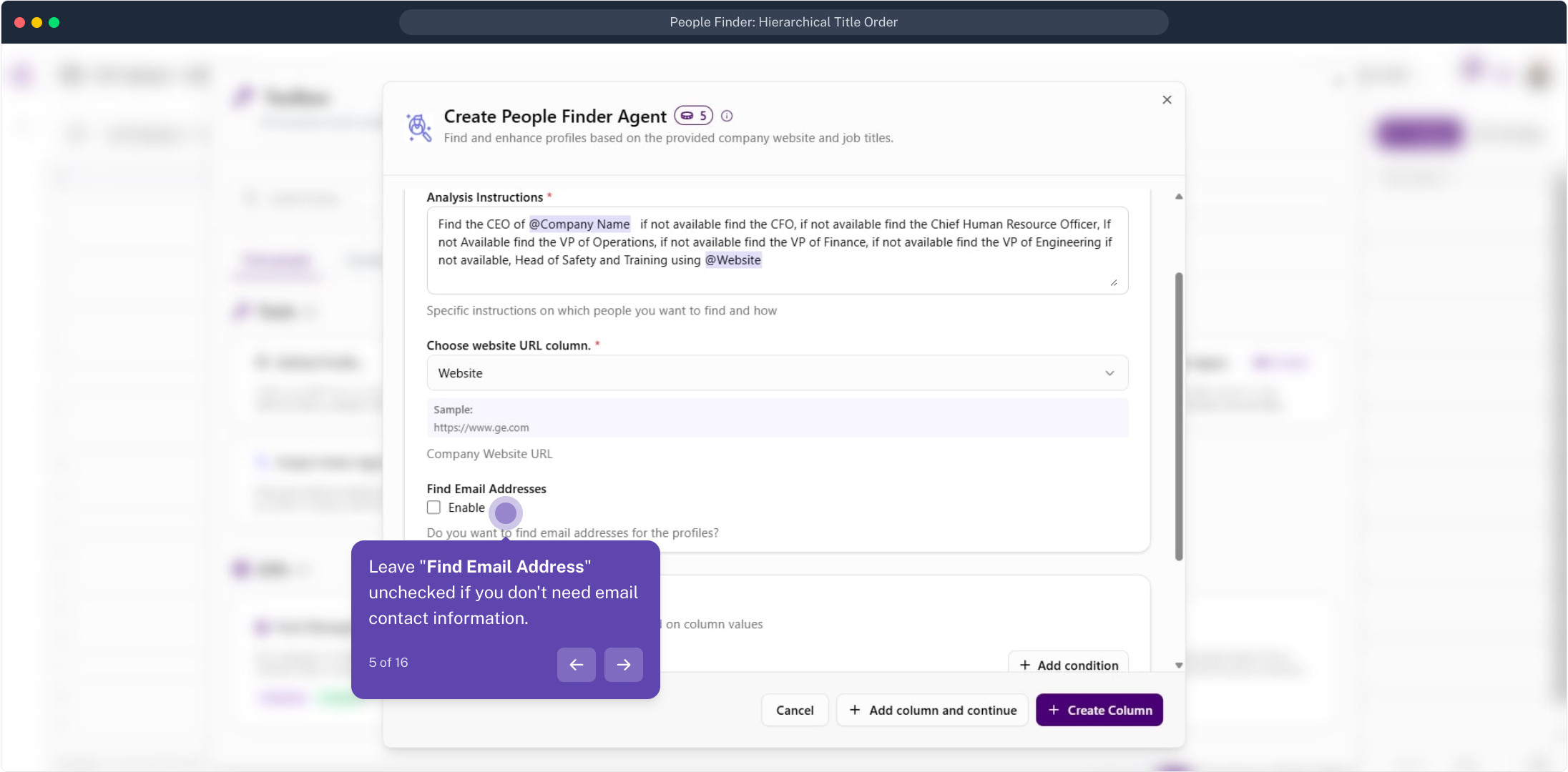 Set the email option