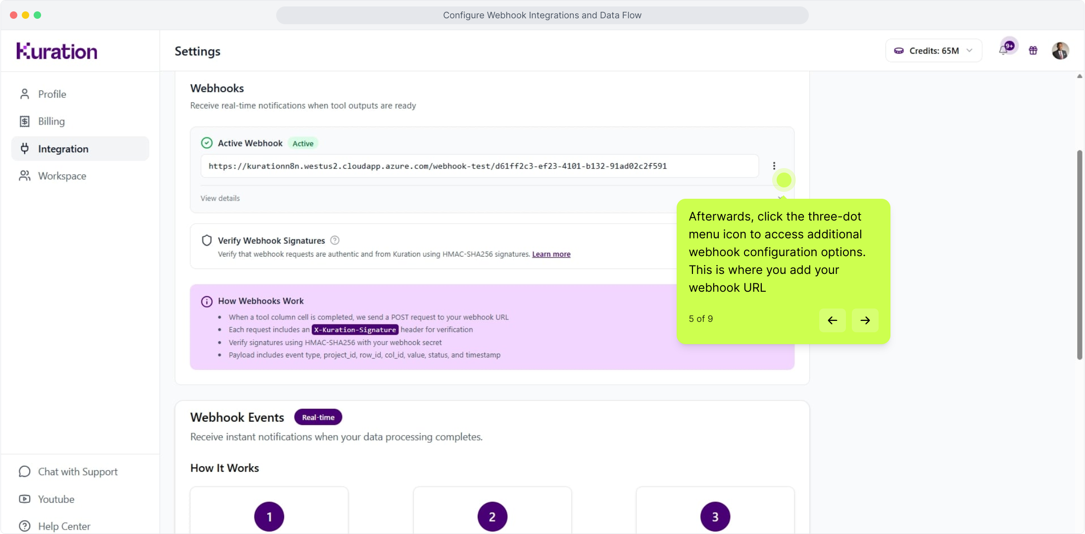 Webhook configuration with the POST URL field highlighted